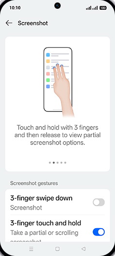 Step 5: Tap on 3-finger swipe down to turn ON.