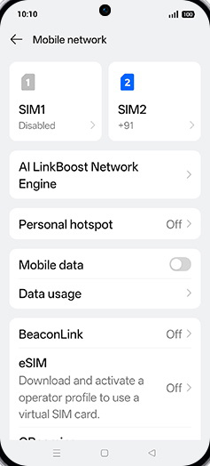 Step 4: Tap on SIM1 or SIM2.