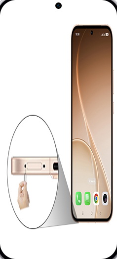 Step 1: Insert the ejection pin into the hole on the SIM card tray to loosen the tray.