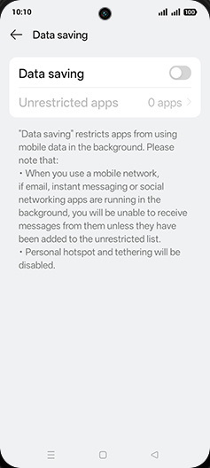 Step 6: Tap on Data saving to turn ON.