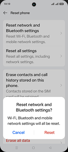 Step 7: Tap on Reset.