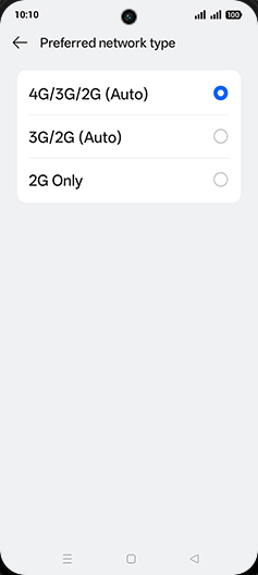 Step 8: Tap on 4G/3G/2G (Auto).