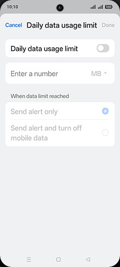 Step 9: Tap on Daily data usage limit to turn ON.
