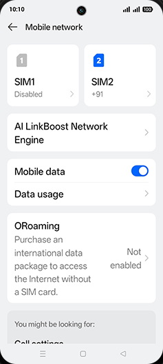 Step 4: Tap on SIM1 or SIM2.