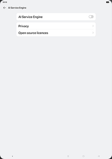 Step 5: Tap on AI Service Engine to turn ON.