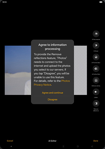 Step 8: Tap on Agree and continue.