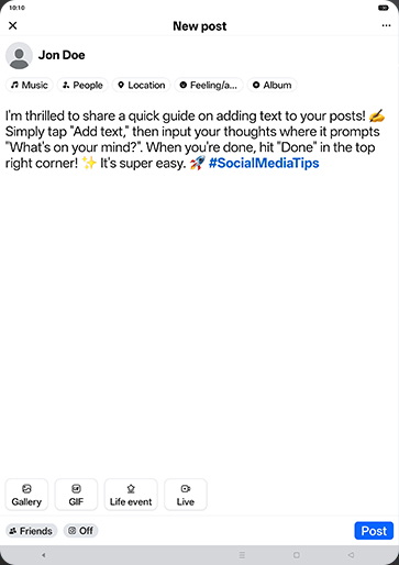 Step 7: Tap on POST.
