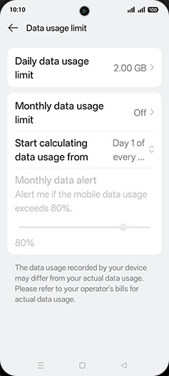Step 14: Tap on Monthly data usage limit.