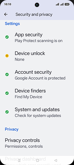Step 4: Tap on Device unlock.