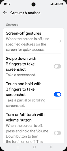 Step 5: Tap on Swipe down with 3 fingers to take screenshot to turn ON.