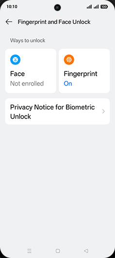 Step 6: Tap on Fingerprint.