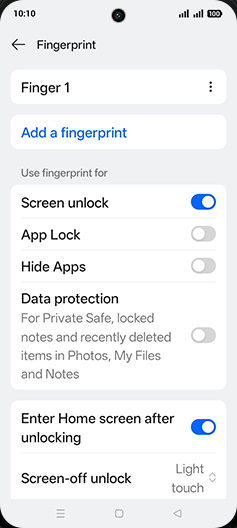 Step 8: Tap on Menu of desired Fingerprint.