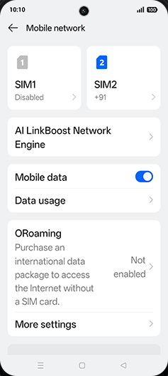 Step 4: Tap on SIM1 or SIM2.