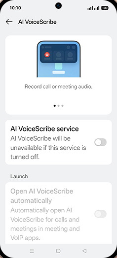 Step 5: Tap on AI VoiceScribe service to turn ON.