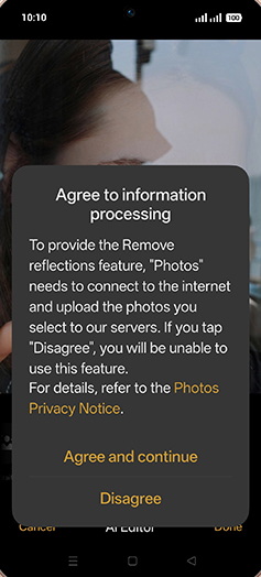 Step 9: Tap on Agree and continue.