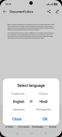 Step 8: Select desired language and tap on OK.