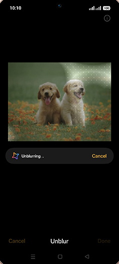 Step 9: Unblurring photo.