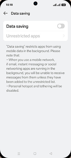 Step 6: Tap on Data saving to turn ON.