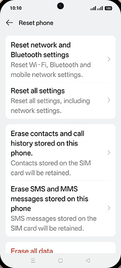 Step 6: Tap on Reset network and Bluetooth settings.