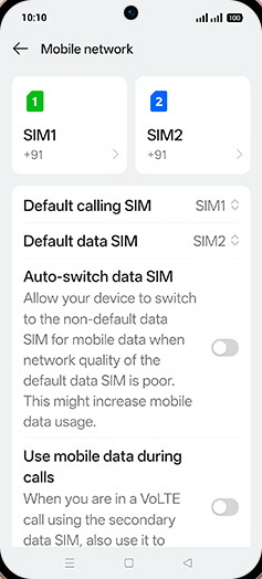 Step 4: Tap on Default data SIM.