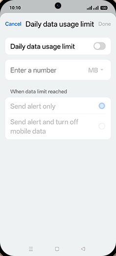 Step 9: Tap on Daily data usage limit to turn ON.