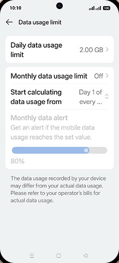 Step 14: Tap on Monthly data usage limit.