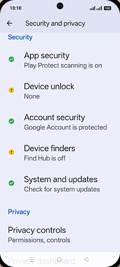 Step 4: Tap on Device unlock.