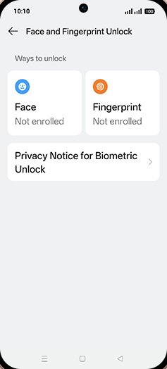 Step 6: Tap on Fingerprint.