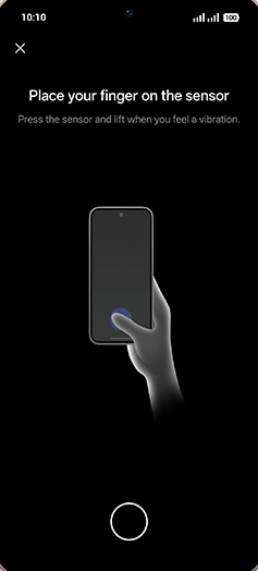 Step 13: Place your finger on the fingerprint sensor.