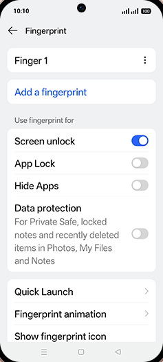 Step 8: Tap on Fingerprint animation.