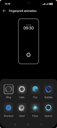 Step 9: Select desired Fingerprint animation.