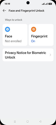Step 6: Tap on Fingerprint.