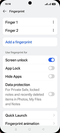 Step 8: Tap on Menu of desired Fingerprint.