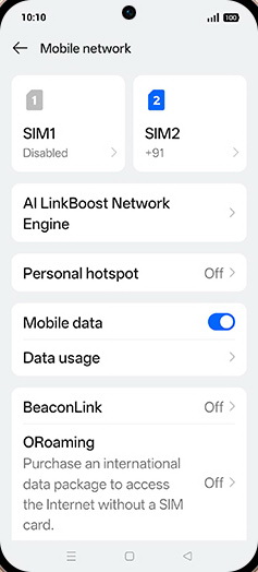 Step 4: Tap on SIM1 or SIM2.