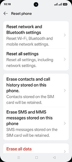 Step 6: Tap on Reset network and Bluetooth settings.