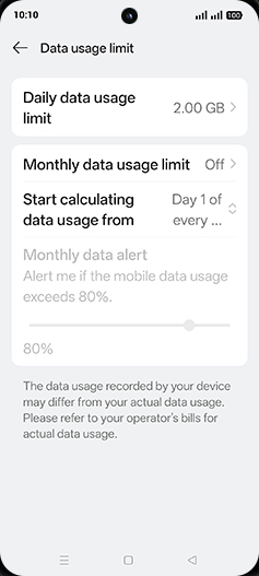 Step 14: Tap on Monthly data usage limit.