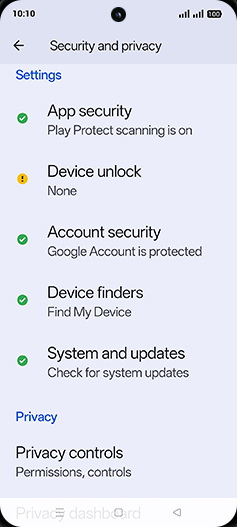 Step 4: Tap on Device unlock.