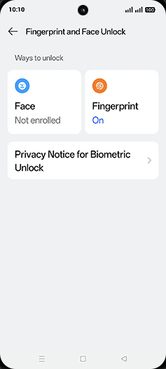 Step 6: Tap on Fingerprint.