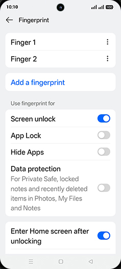 Step 8: Tap on Menu of desired Fingerprint.