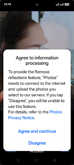 Step 9: Tap on Agree and continue.
