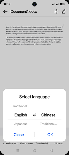 Step 7: Select desired language.