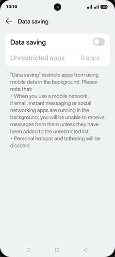 Step 6: Tap on Data saving to turn ON.