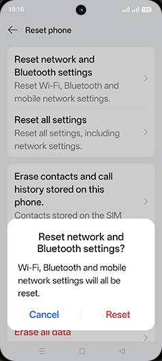 Step 7: Tap on Reset.