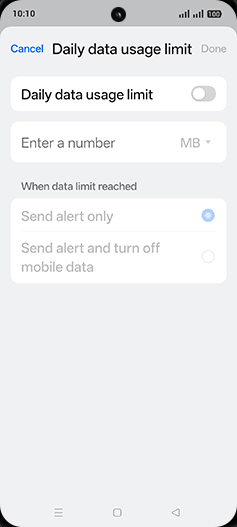Step 9: Tap on Daily data usage limit to turn ON.