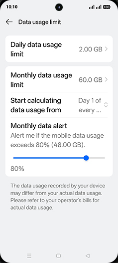 Step 20: Tap on Start calculating data usage from.