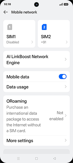 Step 4: Tap on SIM1 or SIM2.