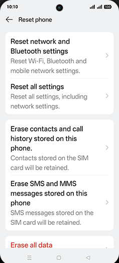 Step 6: Tap on Reset network and Bluetooth settings.