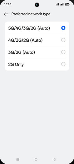 Step 8: Tap on 5G/4G/3G/2G (Auto).