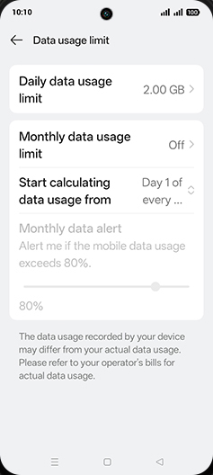 Step 14: Tap on Monthly data usage limit.