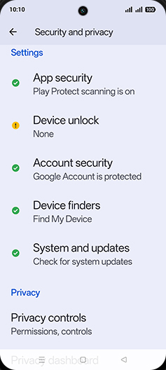 Step 4: Tap on Device unlock.